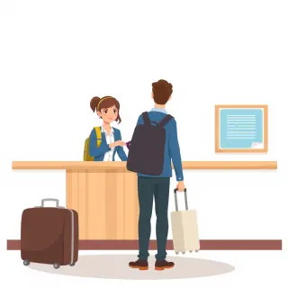 رسم توضيحي لكلمة check in