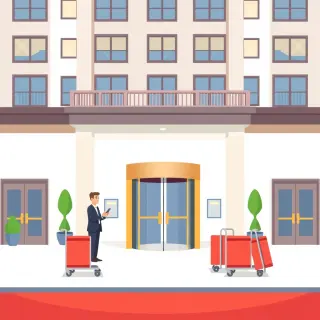 رسم توضيحي لكلمة hotel
