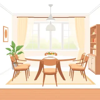 رسم توضيحي لكلمة dining room