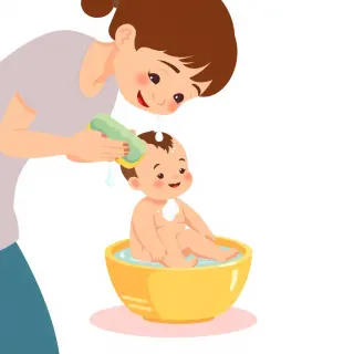 رسم توضيحي لكلمة bathe
