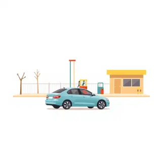 رسم توضيحي لكلمة gas station