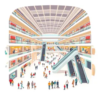 رسم توضيحي لكلمة shopping center