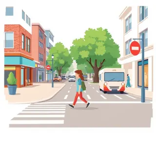 رسم توضيحي لكلمة pedestrian