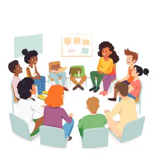 رسم توضيحي لكلمة meeting