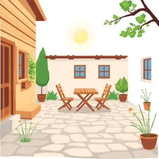 رسم توضيحي لكلمة patio