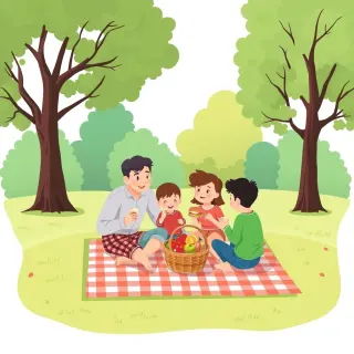 رسم توضيحي لكلمة picnic