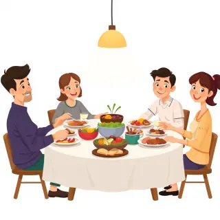 رسم توضيحي لكلمة dinner