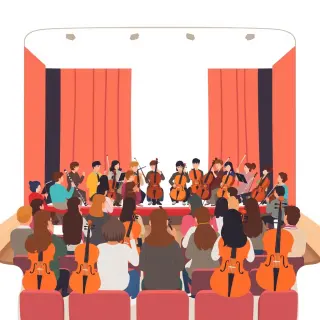 رسم توضيحي لكلمة orchestra