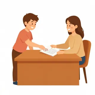 رسم توضيحي لكلمة hand in