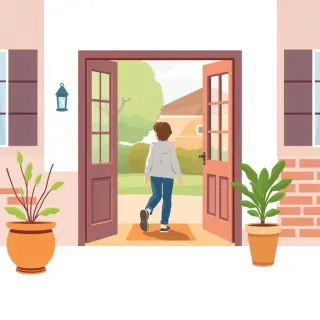 رسم توضيحي لكلمة leave