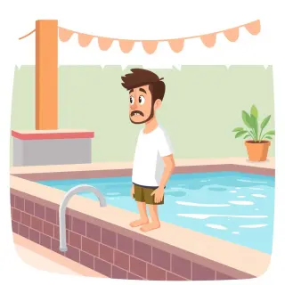رسم توضيحي لكلمة hesitate