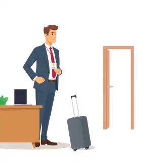 رسم توضيحي لكلمة resign