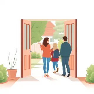 رسم توضيحي لكلمة invite over