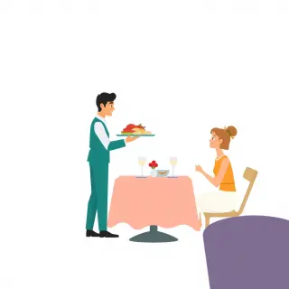 رسم توضيحي لكلمة restaurant
