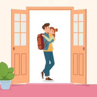 رسم توضيحي لكلمة visit