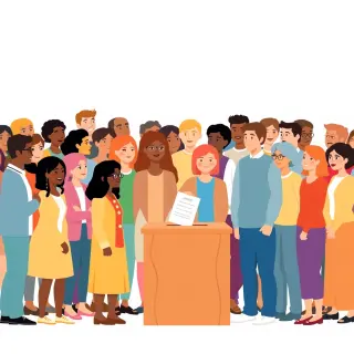 رسم توضيحي لكلمة democracy
