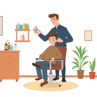 رسم توضيحي لكلمة barbershop