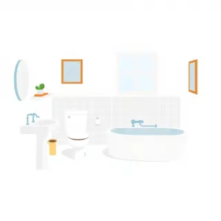 رسم توضيحي لكلمة bathroom