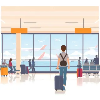رسم توضيحي لكلمة travel