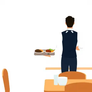رسم توضيحي لكلمة waiter