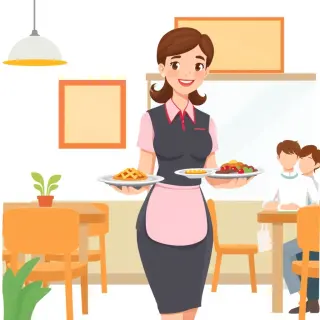 رسم توضيحي لكلمة waitress
