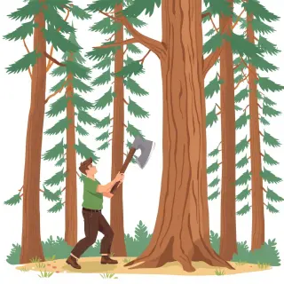 رسم توضيحي لكلمة chop down